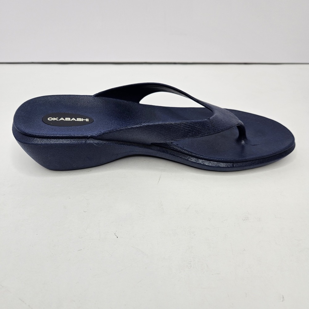 OKABASHI Size 7 Women's Blue Flip Flops Rubber Heel To Toe 10" - Picture 5 of 9